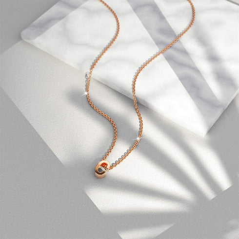 Initials Brick Alphabet Letter Necklace Rose Gold Layered Steel Jewellery